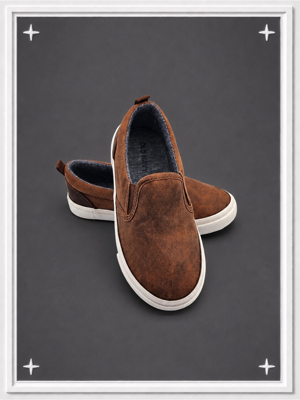 Brown Leather Slip-On Sneakers | Kid's 9